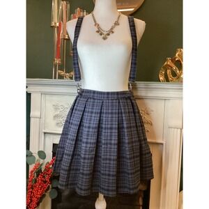 Hot Topic Plaid Jumper Skirt Suspenders Womens Size Small Dark Academia Grunge